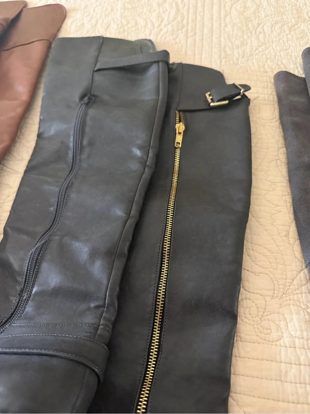 Classic Over-the-Knee Boots — Brown, Black & Gray Trio